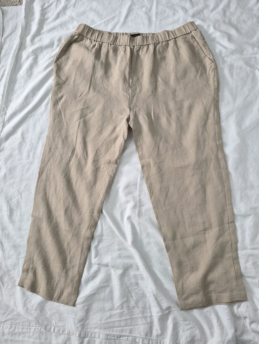 Quince European Linen Tapered Ankle Pull On Pants Flax XL Like New